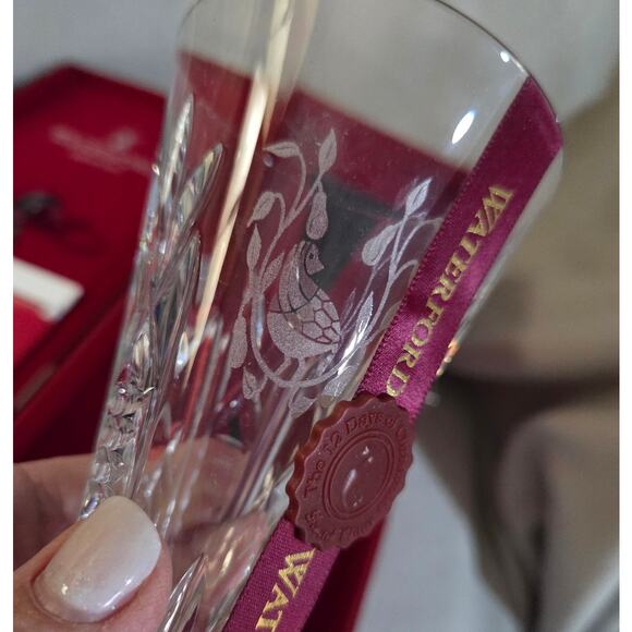 New 1st Ed Waterford Crystal 12 Days of Christmas Partridge Champagne Flute - Picture 11 of 11